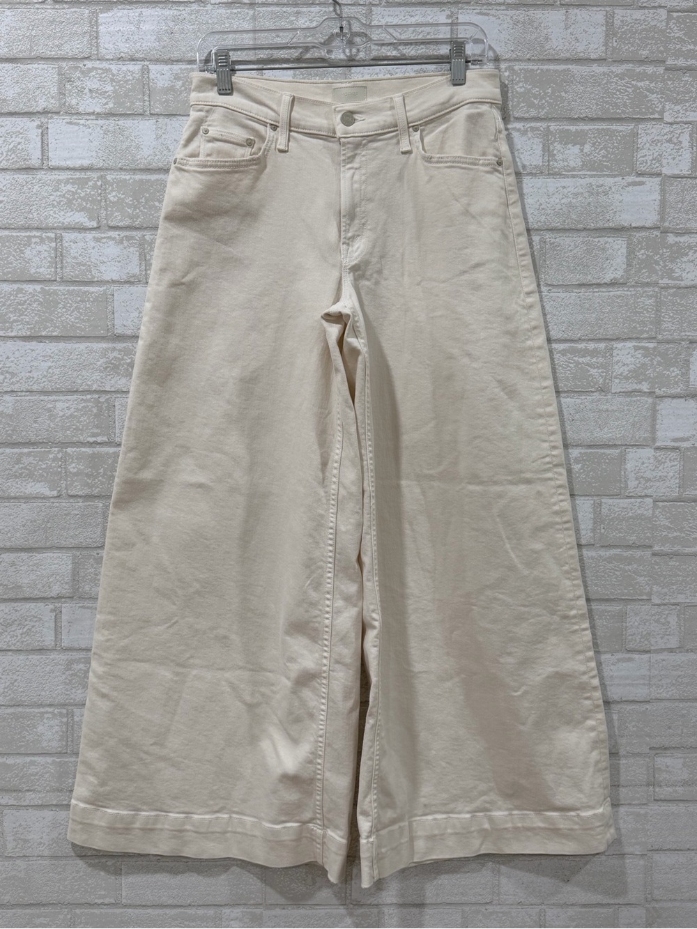 MOTHER The Mid Rise Headliner Sneak Jeans in Cream Puffs - Sz - 28
